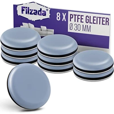 Afbeelding van Filzada® 8x Teflon glijders zelfklevend Ø 30 mm (rond) professionele meubelglijders/tapijtglijders PTFE (Teflon)