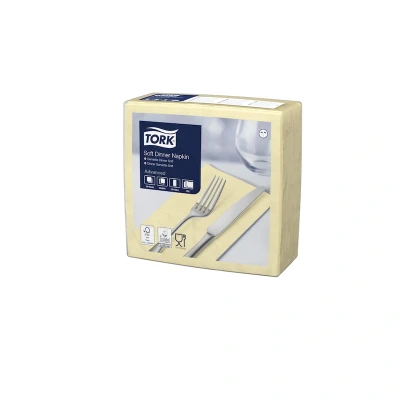 Afbeelding van Tork Soft Dinnerservet 39x39cm 3 laags 1/8 vouw Champagne 477615