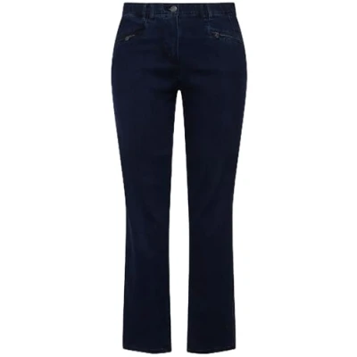Afbeelding van Ulla Popken Dames grote maten plus size jeans mony, conische pijpen, zakken met ritssluiting Dark Blue Denim 31 808812903 31, Donker jeansblauw, 56W x 30L