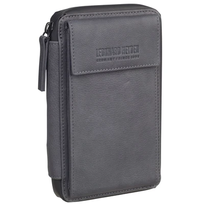 Afbeelding van LEONHARD HEYDEN Leren Telefoontasje Schoudertas Den Haag Phone Bag Grey Donkergrijs