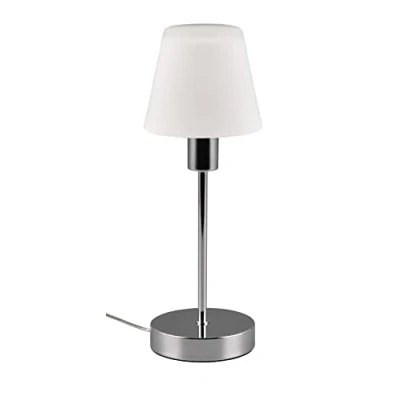Afbeelding van Trio Leuchten Tafellamp Luis II 595700106, metaal chroom, glas wit gesatineerd, excl. 1x E14, On/Off Touch