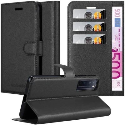 Afbeelding van Cadorabo Hoesje geschikt voor Huawei NOVA 7 PRO 5G in PHANTOM ZWART Beschermhoes met magnetische sluiting, standfunctie en kaartvakje Book Case Cover Etui