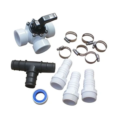 Afbeelding van SPIRATO Pool Bypass Set 3 wegventiel met slangtules 32/38 mm, buisklemmen, T stuk en teflonband, voor zonneverwarming warmtepompen