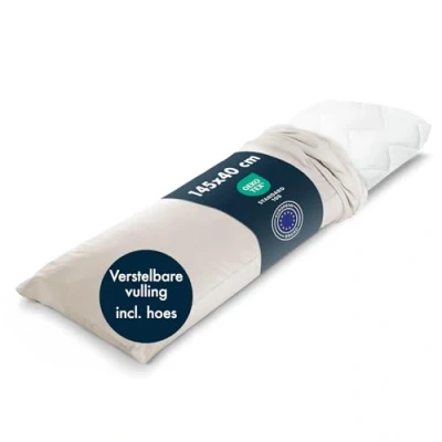 Afbeelding van Blumtal Zijslaper Kussen 40 x 145 cm Oeko TEX gecertificeerd Borstvoedingskussen Zwangerschapskussen met aanpasbare vulling Comfortkussen voor Volwassenen Lichaamskussen Kussensloop