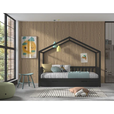 Afbeelding van KidsOnly Dallas 90x200 Antraciet Huisbed met Slaaplade