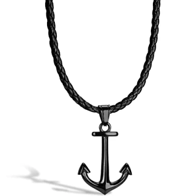 Afbeelding van SERASAR lederen ketting voor mannen met hanger 60cm zwart koord juwelendoos echt leer cadeau band sieraden