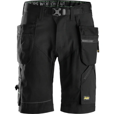 Afbeelding van Snickers 6904 FlexiWork, Korte Werkbroek+ met holsterzakken Zwart/Zwart