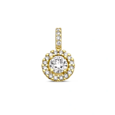 Afbeelding van 14K geelgoud hanger diamant 0.43ct h si halo 4027184