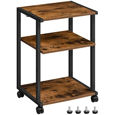 Afbeelding van HOOBRO Printertafel, 3 laagse printerwagen met wieltjes, in hoogte verstelbare printerstandaard, planken en 2 haken, 42 x 28 64 cm, voor kantoor, fax, kopieerapparaat, scanner EBF28PS01
