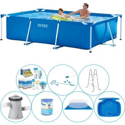 Afbeelding van Intex Frame Pool Rechthoekig 260x160x65 cm 8 delig Alles in 1 Zwembad Pakket