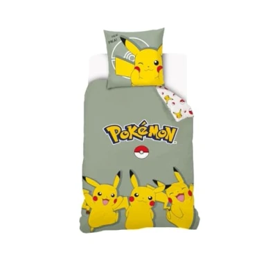 Afbeelding van Pikachu Pokémon dekbedovertrek 140 x 200 cm + 1 kussensloop 63 100% katoen (groen)