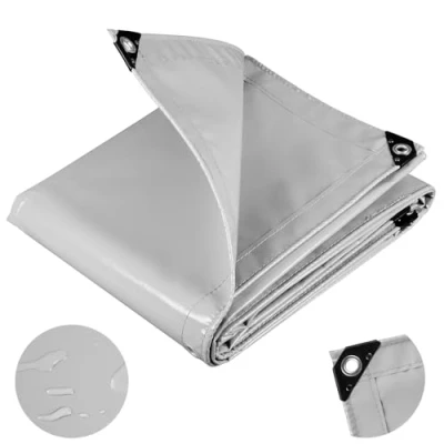 Afbeelding van WOLTU GZ1208m02 Dekzeil bescherming PVC zeildoek 500 g/m²,Afdekzeil waterbestendig,UV bestendig en zon bescherming,3x4m Lichtgrijs