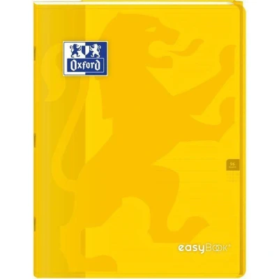 Afbeelding van Oxford EasyBook Notitieboek, geniet, 24 x 32 cm, 96 pagina&#039;s, grote ruiten, Seyès 90 g, omslag van polypropyleen, geel, met hoezen