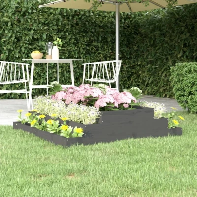 Afbeelding van Plantenbak 110x110x27 cm massief grenenhout grijs