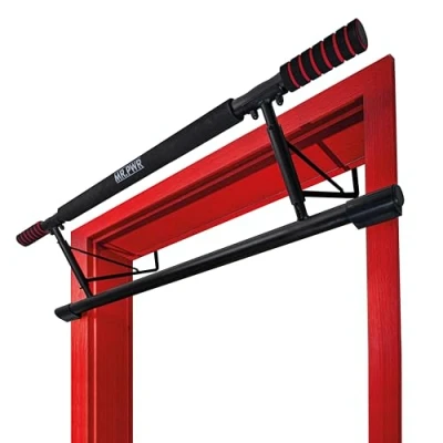 Afbeelding van riijk 3 in 1 premium deurpost optrekstang , ook ondersteuning voor dips &amp; push ups, + 20 cm hoogte volledige optrekmogelijkheden, krachtstation pull up bar, rekstang, zonder schroeven deurkozijn