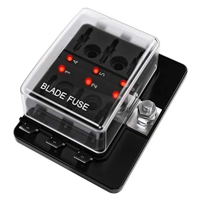 Afbeelding van 6 weg DC 12 32 V Blade Zekeringkast Houder Zekeringblok met LED Waarschuwingslampje Bescherming Cover voor Automotive Auto Boot Marine Trike Gedetailleerde Handleiding