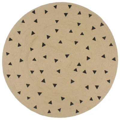 Afbeelding van vidaXL Vloerkleed handgemaakt met driehoek print 120 cm jute