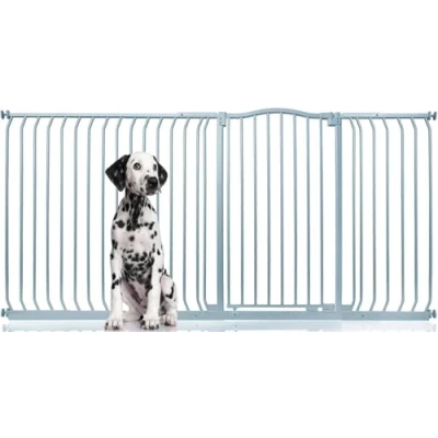 Afbeelding van Bettacare Extra Hoge Hondenhekje met Gebogen Bovenkant Assortiment, 207cm 216cm (69 opties beschikbaar), Mat Grijs, Hoog 100cm in Hoogte, Drukfit Hekje voor Hond en Puppy, Huisdieren Honden, Eenvoudige Installatie