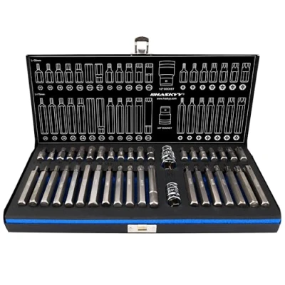 Afbeelding van HASKYY XZN Zeskant Torx meertand steeksleutelbitset I Torx: T20 T25 T30 T40 T45 T50 T55 XZN: M5 M6 M8 M10 M12 binnenzeskant: 4 5 6 7 8 10 12 mm