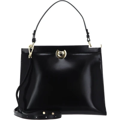 Afbeelding van COCCINELLE Leren Handtas Schoudertas Binxie Handbag Shiny Calf Leather Noir Zwart