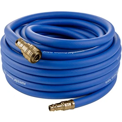 Afbeelding van Poppstar Persluchtslang 15 m (Hybride PVC met Polymeer, Binnendiameter 9,2 mm Messing Koppeling/Snelkoppeling), tot 20 Bar, Blauw
