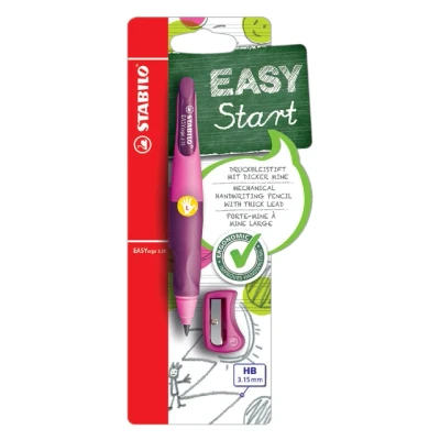 Afbeelding van Vulpotlood STABILO Easyergo 3.15mm HB linkshandig roze/lila incl puntenslijper blister à 1 stuk