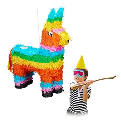 Afbeelding van Relaxdays Ezel pinata lama verjaardag zelf vullen regenboog