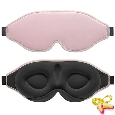 Afbeelding van 2024 Innovatief Slaapmasker voor Mannen en Vrouwen, 100% Lichtblokkerend Ontwerp Oogmasker om te Slapen, een Dutje Doen, Mediteren, Reizen (Roze)
