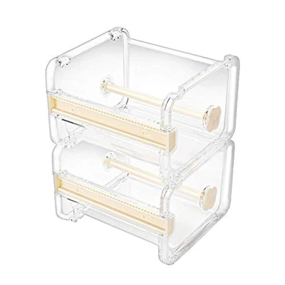 Afbeelding van Molshine 2 Pack Transparante Desktop Multi Washi Masking Tape Opslag Dispenser, Cutter, Roll Houder (Niet Inclusief Afplakband) (Beige)
