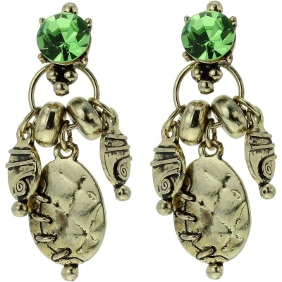 Afbeelding van Behave Oorhangers goud kleur met stenen groen 4cm