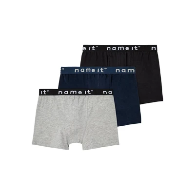 Afbeelding van NAME IT KIDS boxershort NKMBOXER set van 3 donkerblauw/grijs melange/zwart