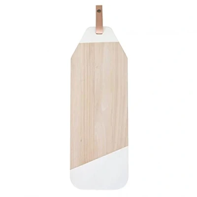 Afbeelding van Tapasplank Limbo Rubberhout met Leer Wit TAK Design
