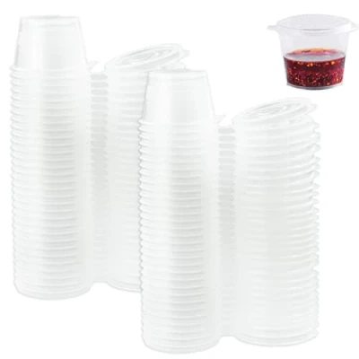 Afbeelding van LAMXD 100 stuks vershouddozen, lekvrij, 1 oz, bewaardozen met deksel, magnetronbestendig, kleine blikjes voor sauzen, dips, specerijen, diamanttekening