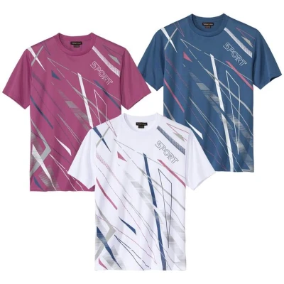 Afbeelding van ATLAS FOR MEN Set van 3 soepele en sportieve T shirts Heren Verkrijgbaar in grote maten 4XL