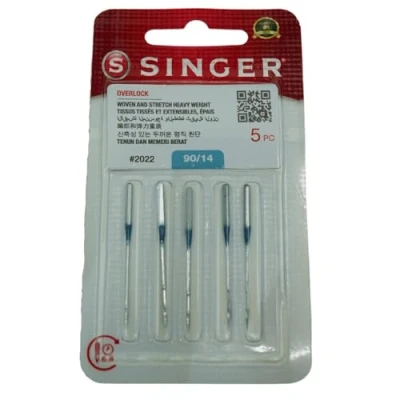 Afbeelding van 5 stks Echt Naalden Chroom Type 2022 voor Singer Overlock Serger Maat 90/14