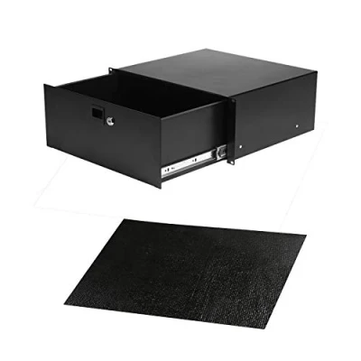 Afbeelding van Infitronic INRS214 19 inch stalen racklade documentenlade afsluitbaar met slot, volledig uittrekbaar, zwart (4U)