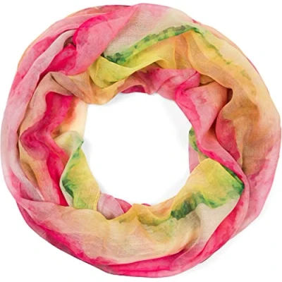 Afbeelding van styleBREAKER Dames loopsjaal met kleurrijk aquarel kleurverloop patroon, lichte zomerse colsjaal meerkleurig 01016220, geel rood groen, Eén maat