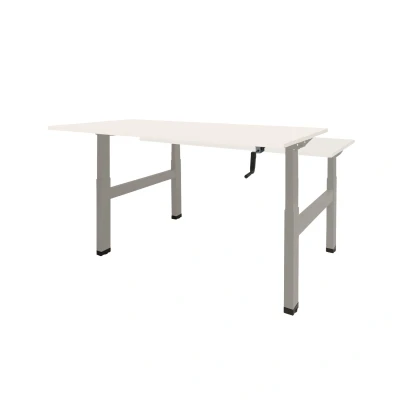 Afbeelding van Dextro zit/sta hoogte slinger verstelbare Duo werkplek, bladmaat 2 x 160 80 cm., frame kleur aluminium RAL 9006 blad 25 mm. melamine Krijtwit