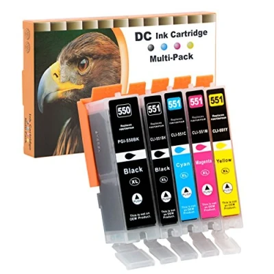 Afbeelding van D&amp;C 5 x inktcartridges, compatibel met Canon PGI 550 XL CLI 551, XL, voor Pixma iP7200, iP7250, MG5400, MG5550, MG5650, MG5655, MX725, MX920, iP8750, iX6850 MG635 0 MG6450 MG6650 MG7100