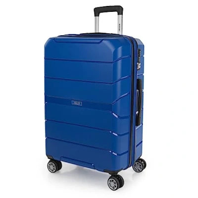 Afbeelding van JASLEN Middelgrote Koffer. Suitcase Medium Trolley Reiskoffer van JASLEN. Lichtgewicht Polypropyleen Harde Schaal 4 Wielen Cijferslot 161460, Blauw