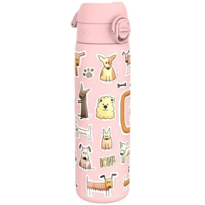 Afbeelding van ION8 Lichtgewicht Stalen Waterfles, 600 ml/20 oz, Zonder Isolatie, Lekvrij, Makkelijk te Openen, Veilige Vergrendeling, Vaatwasserbestendig, Hygiënische Flipcover, Draaggreep, Duurzaam,Honden