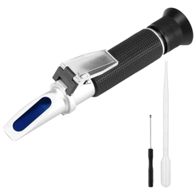 Afbeelding van QWORK® zoutgehalte refractometer, hydrometer voor zoutwatertester met dubbele schaal en ATC, visteelt, zeewateranalyse, 0 100 ppt soortelijk gewicht van 1.000 1.070