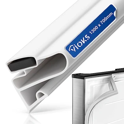 Afbeelding van VIOKS afdichting koelkastset, 1300 x 700 mm, wit, om zelf te maken, koelkastdeur, deurrubber voor koelkast, afdichtrubber met magneetband koelkast en koel vriescombinatie
