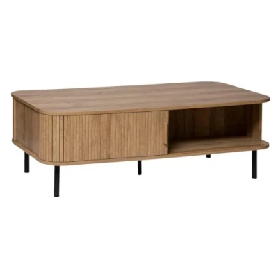 Afbeelding van Atmosphera Interieurontwerper salontafel Colva 2 deuren eikeneffect rechthoekige opslag 3 vakken woonkamer, entree L 120 cm x H 41
