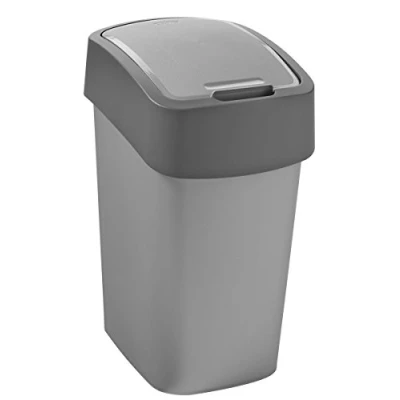 Afbeelding van Afvalbak Curver Flip Bin Zilver 10 Liter