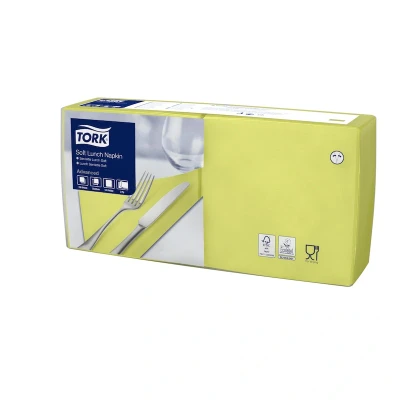 Afbeelding van Tork Soft Lunchservet 33x33cm 3 laags 1/4 vouw Lime 477860