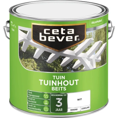 Afbeelding van Ceta Bever Dekkend Tuinhoutbeits 300 Wit 2,5 liter Blanke lak &amp; Beits