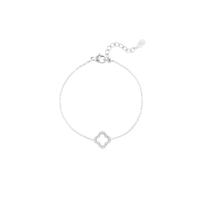 Afbeelding van Bijoutheek Armband (Sieraad) Open Klaver Stenen Zilver