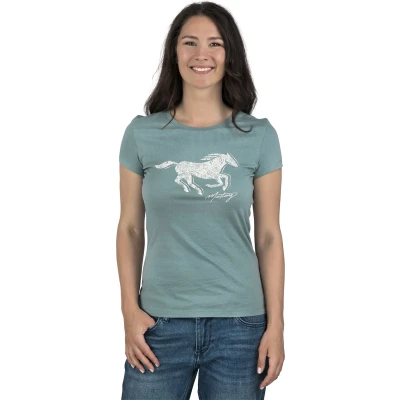 Afbeelding van Mustang Alexia C LOGO Tshirt print türkis, Dames, Maat: Medium, Türkis