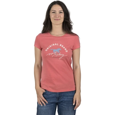 Afbeelding van Mustang Alexia C LOGO Tshirt print coral, Dames, Maat: XXL, Coral